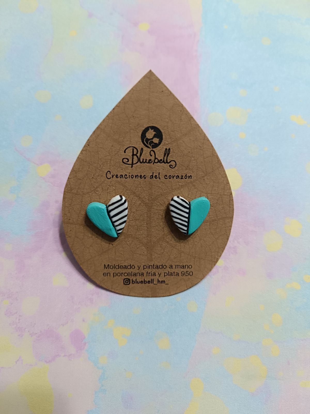 Aros pequeños corazon rayas