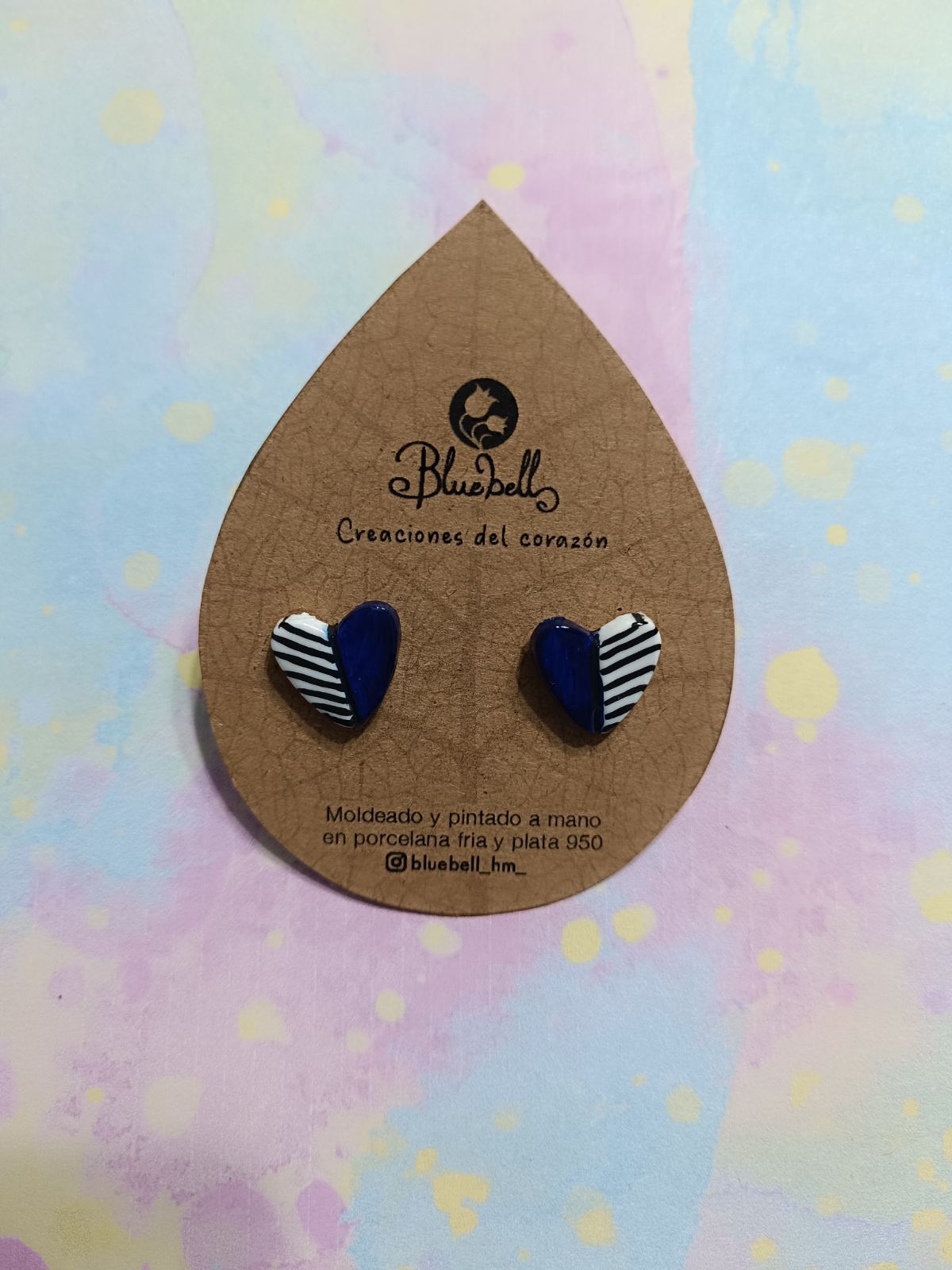 Aros pequeños corazon rayas