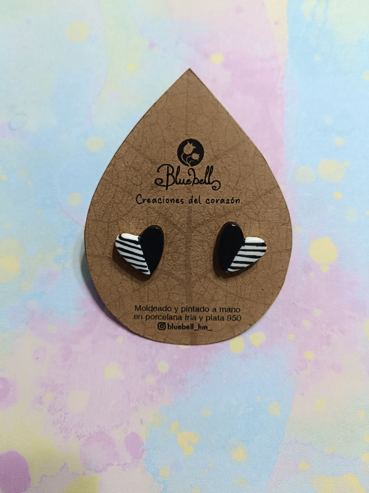 Aros pequeños corazon rayas